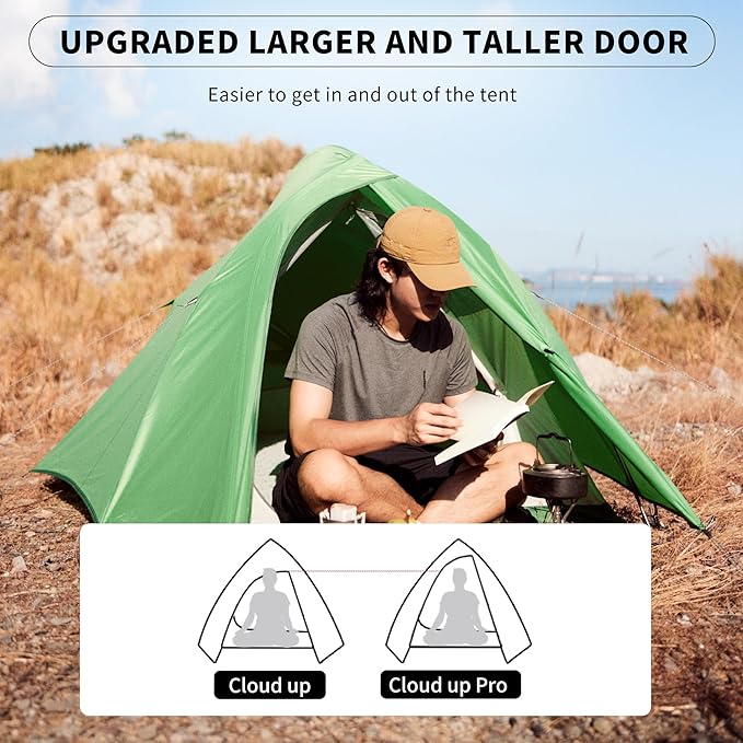 Naturehike Cloud-Up 2 Person Tent Lightweight Backpacking Tent with Footprint - Free Standing Ultralight Camping Hiking Backpack Tents Two Person Tent