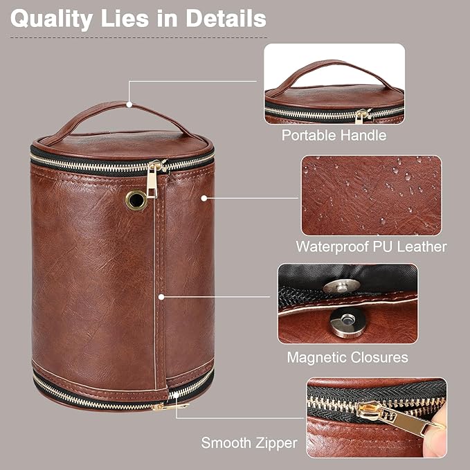 Luxspire Toiletry Bag for Men, Travel Toiletry Organizer Dopp Kit, PU Leather Water-resistant Shaving Bag for Toiletries Accessories, Gift for Mens, Brown