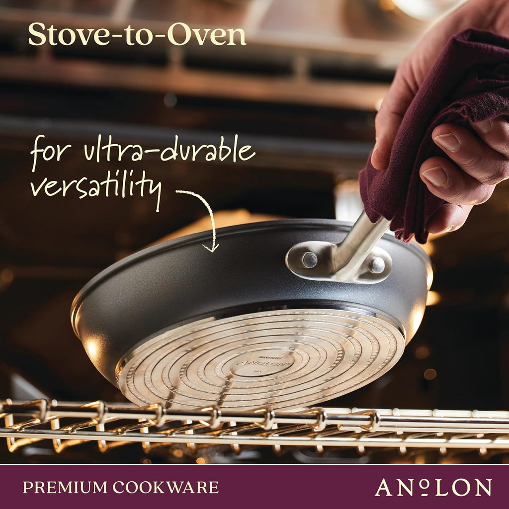 Anolon Accolade Forged Hard Anodized Nonstick Pots & Pans - Induction Cookware Set - 12 Piece - Moonstone Gray