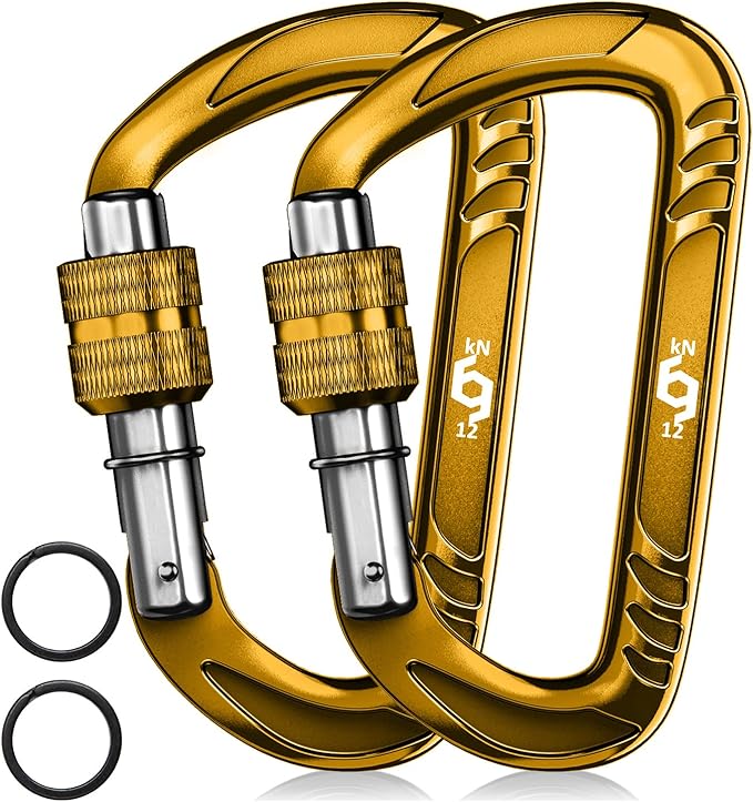 12kN (2697 lbs) Heavy Duty, Locking, Auto Locking, Wiregate Carabiner Clips, for Securing Pets, Outdoor, Camping, Hiking, Hammock, Dog Leash Harness, Keychains