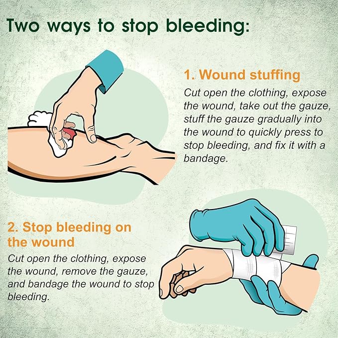 8 Packs Sterile Compressed Gauze with Z-Folded - Wound Gauze for Bleed Stop, 4.5" x 4.1 Yards, 6-Ply - for First Aid Kit,Medical Trauma Kit, IFAK Supplies Refill