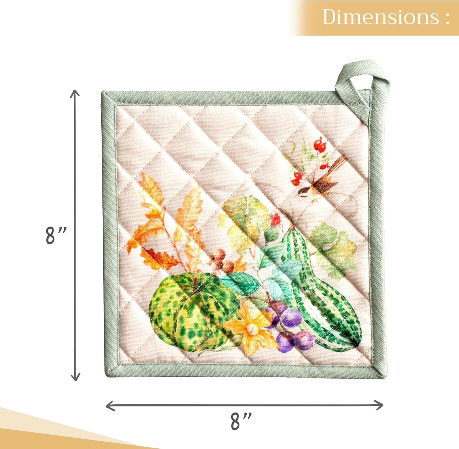 Maison d' Hermine Pot Holders Set 100% Cotton Heat Resistant Potholders 8" x 8" Hot Pads with Loop BBQ, Cooking, Baking, Grilling, Kitchen, Handling Hot Pans (Pack of 2, Lumina)