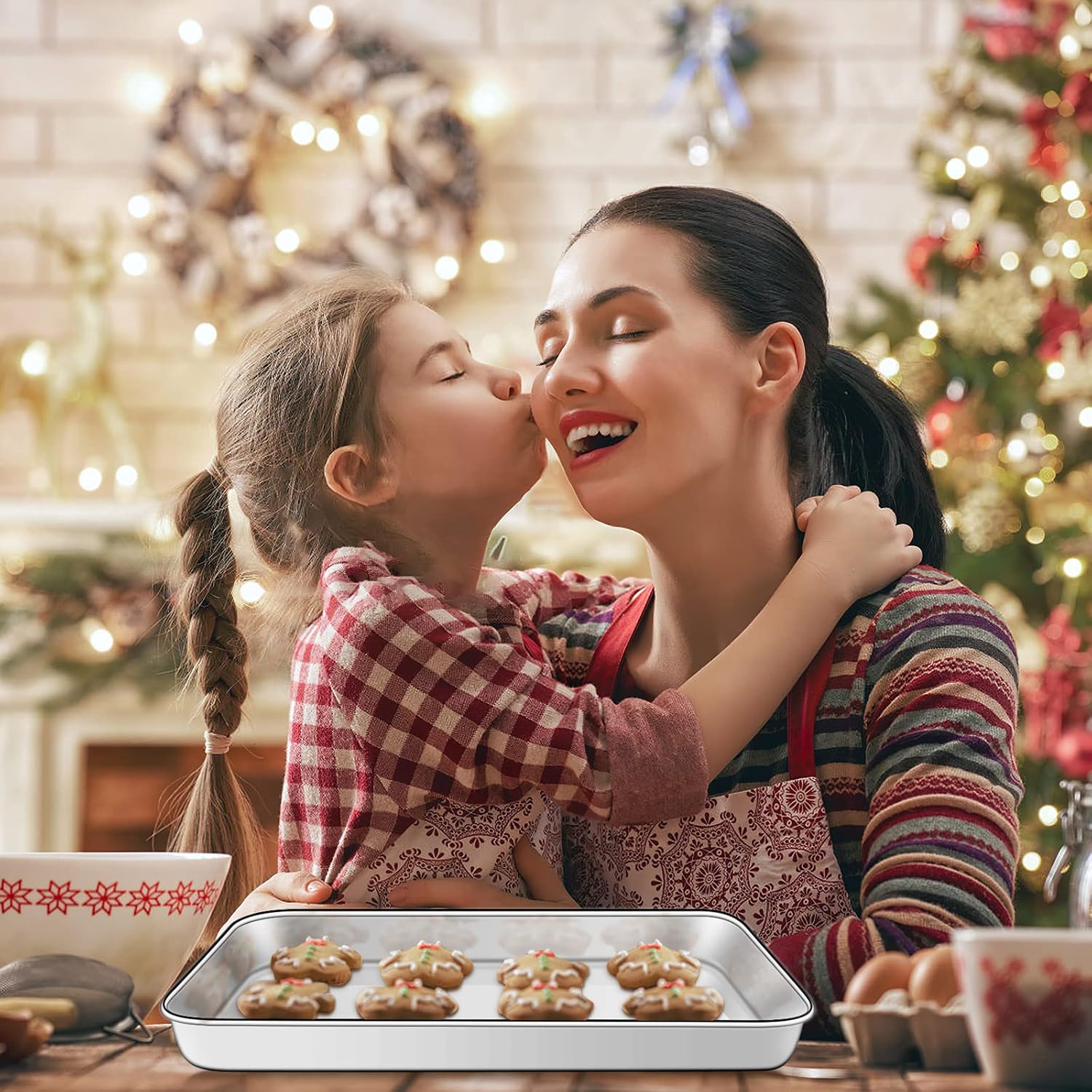 Baking Sheet with Cooling Rack Set [2 Sheets + 2 Racks], Deedro Stainless Steel Cookie Sheet Baking Pan Half Sheets Oven Tray with Rack, 10 x 8 x 1 Inch, Heavy Duty, Non-toxic, Dishwasher Safe