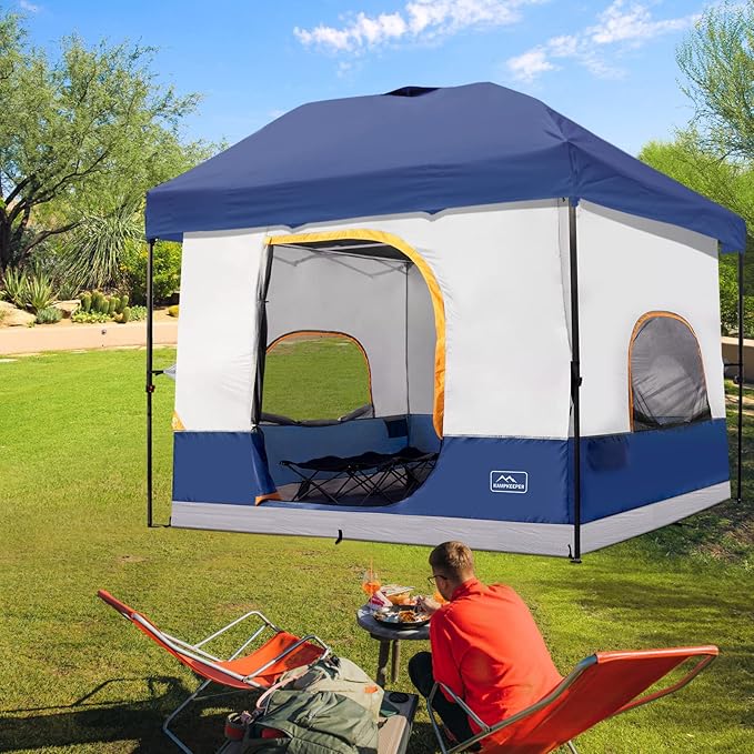 KAMPKEEPER Camping Inner Tent for Pop Up CanopyConverts 10'x10' Canopy into Camping TentFully Vented Roof, Navy Blue