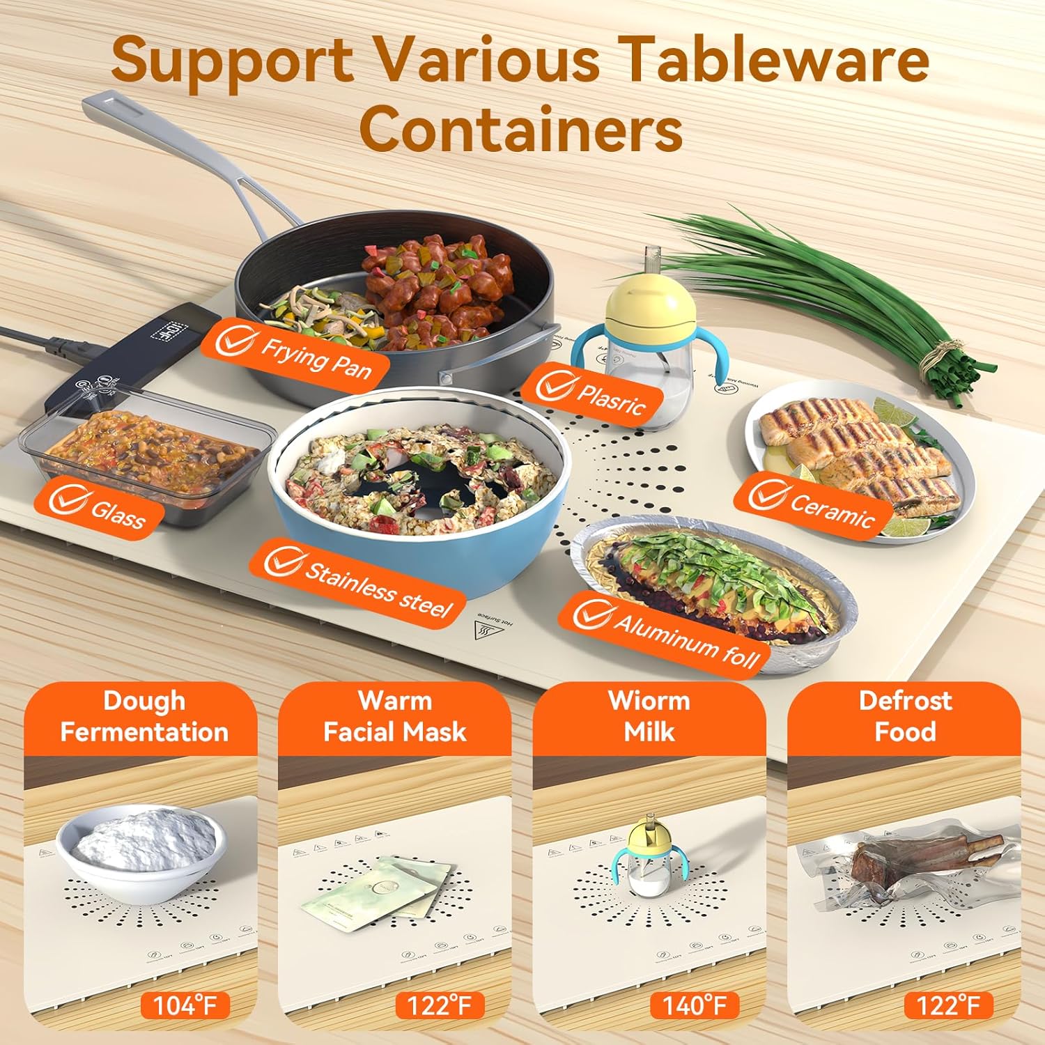 Food Warming Mat, IUIPI Electric Warming Tray with 7 Temperature Settings 2-12H Timer and Child-Lock Fast Full Surface Heating Roll Up Food Warmers for Parties Buffet Gatherings Countertop