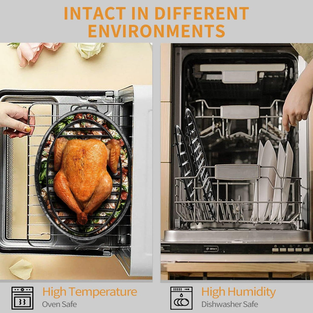 JY COOKMENT Cooling Roasting Rack with Integrated Feet, Enameled Coating, PTFE Free, Great for Cooking, Drying, Grilling, Dishwasher Safe (10inch*6.5inch)