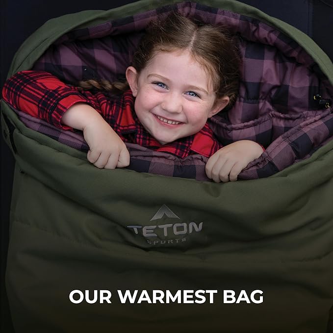 Teton Mammoth Queen Size Double Sleeping Bag- A Warm Bag The Whole Family can Enjoy – Great for Camping, Hunting and Base Camp. Compression Sack Included