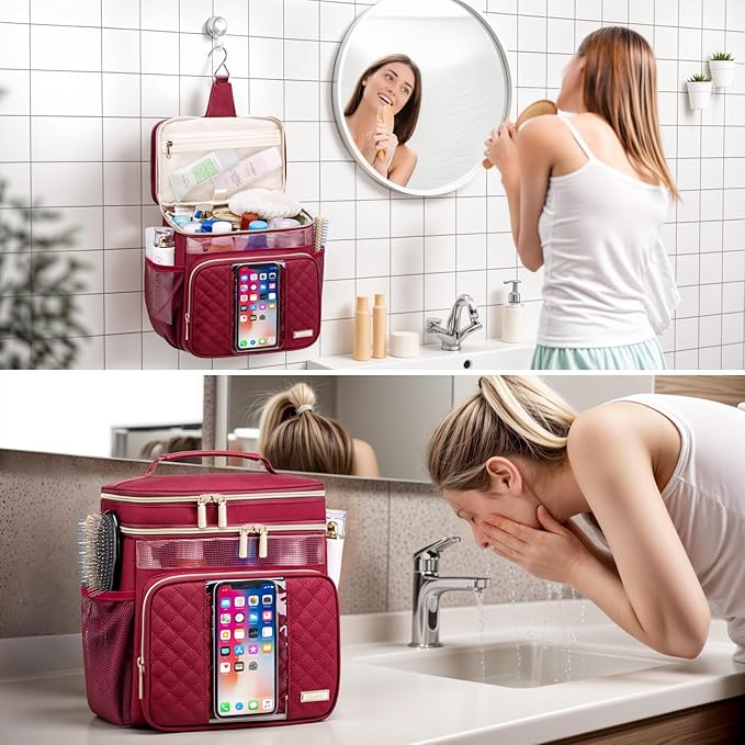 Large Toiletry Bag for Women Men,Bathroom Bag,Water Resistant Portable Shower Caddy for College Dorm,Hanging Toiletry Bags for Traveling,Gym Camping Cruise Ship Travel Essentials Shower Bag