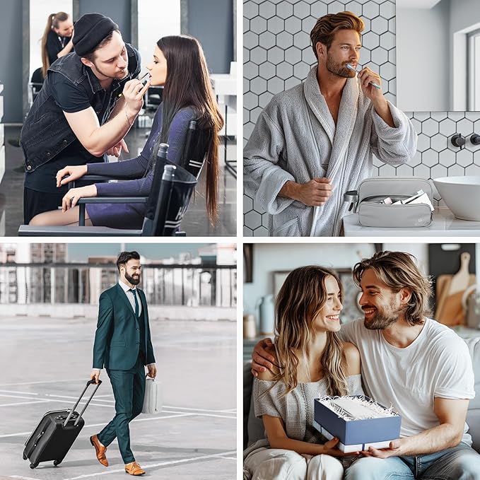 Toiletry Bag for Men, Travel Toiletry Bag Travel Essentials, Dopp Kit Water-resistant Shaving Bag, Bathroom Bag Toiletries Organizer, Gray(Upgraded Polyster)