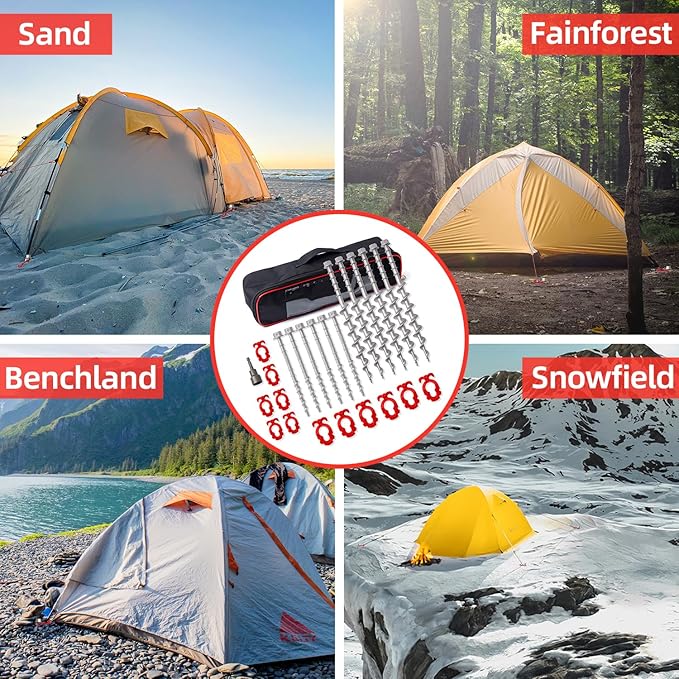 Ground Anchors Non-Rust Cast Aluminum Tent Stakes Heavy Duty Metal Tent Stakes Pegs Ideal for Securing Animals, Tents, Canopies, Sheds, Car Ports, Swing Sets Outdoors