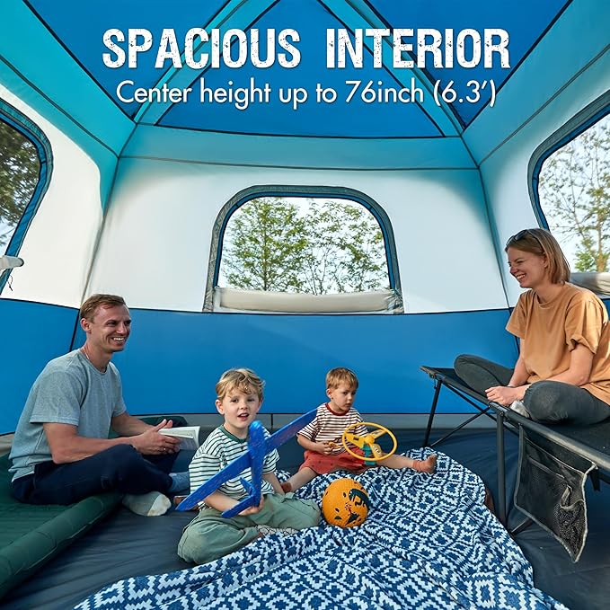 PORTAL 6 | 8 | 10 Person Family Camping Tent with Porch, Big Family Camping Tent with Tall Height, Good Ventilation, Water Resitant Large Tent for Outdoor Camping, Backyard