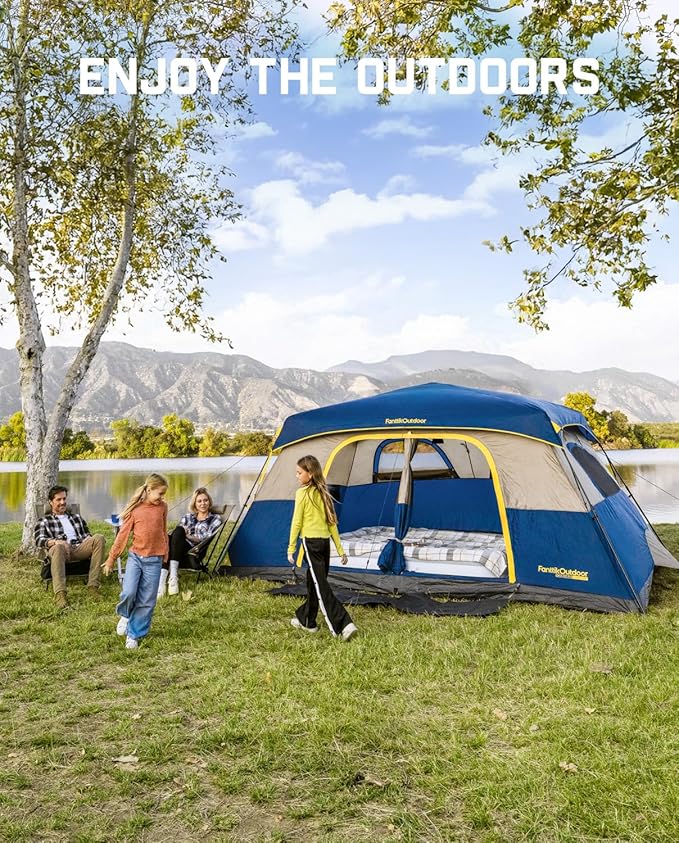 FanttikOutdoor Camping Tent 4/6/8/10 Person Instant Cabin Tent Setup in 60 Seconds with Rainfly & Windproof Portable with Carry Bag for Family Camping & Hiking, Upgraded Ventilation