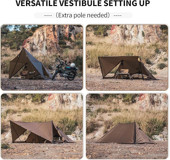 OneTigris Platoon Camping Tent, Waterproof Windproof Versatile Bushcraft Shelter for Outdoors Survival Travel Beach Truck Bikepacking