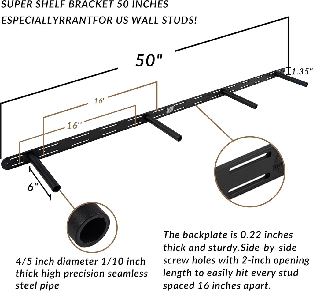 Rustic Floating Shelves 60 inch Long 8 "deep Set of 2, Heavy Duty Wood Wall Mounted Shelves for Bathroom Living Room Kitchen,Book Shelves with Thickened Hidden Bracket- Walnut