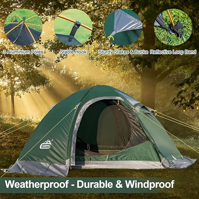 2 Person Backpacking Tent, Waterproof 4 Season Tent, Windproof Cold Weather Winter Tent for Camping, Hiking, Hunting, Cycling