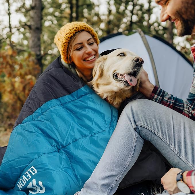 Double Sleeping Bag with 2 Pillows for Adults, Queen Size XL Sleeping Bag Waterproof, Compact with Compression Sack, 2 Person Sleeping Bags for 3-4 Seasons Camping, Backpacking, Hiking, Travel