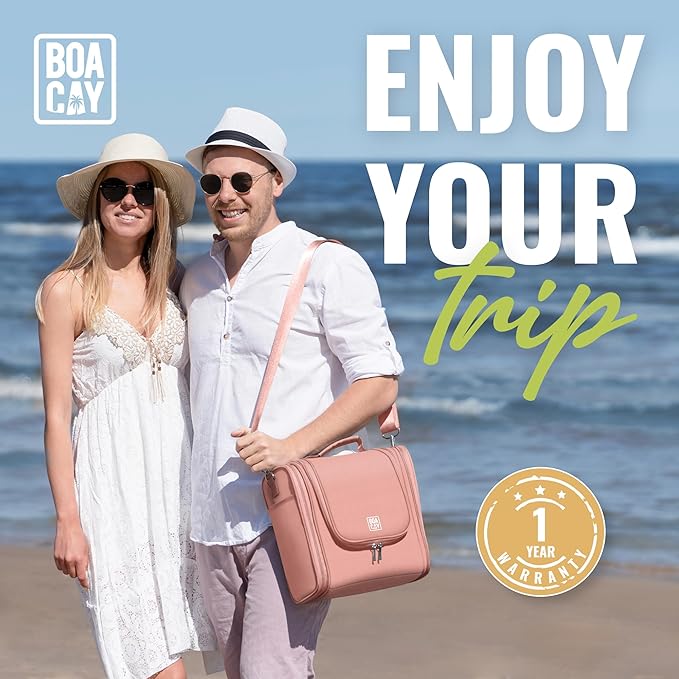 BOACAY Extra Large Hanging Travel Toiletry Bag for Women and Men, Makeup Bag, Bathroom & Shower Organizer Kit for Accessories, Cosmetics, Essentials