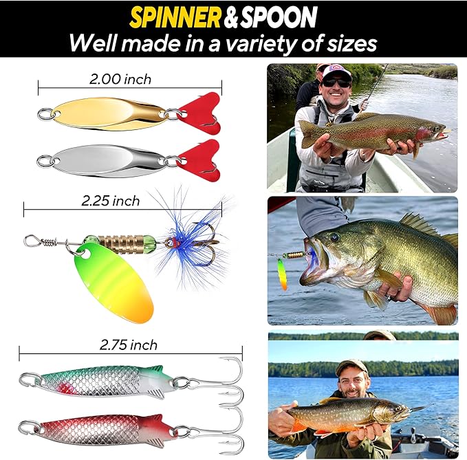 TOPFORT 187/343pcs Fishing Accessories Kit, Organized Fishing Tackle Box with Tackle Included, Fishing Hooks, Fishing Weights Sinkers, Fishing Gear and Equipment, Fishing Gift for Men