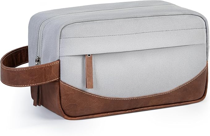 Travel Toiletry Bag for Men, Hanging Toiletry Organizer, Water Resistant Shaving Kit with Large Capacity for Travel Accessories (Grey)