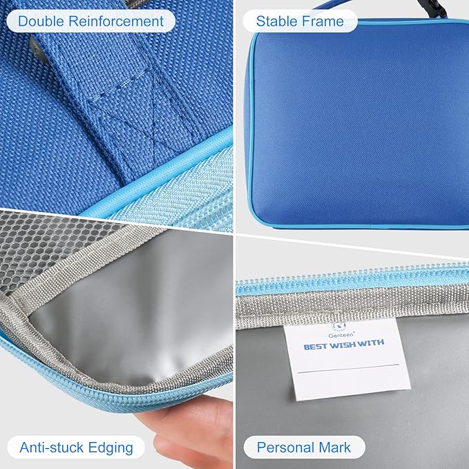 2 Packs Insulated Soft Lunch Bag With Double Zipper - Sturdy, Freezable and Reusable for Kids, Men - For School, Work, Outdoor (Black & Blue)