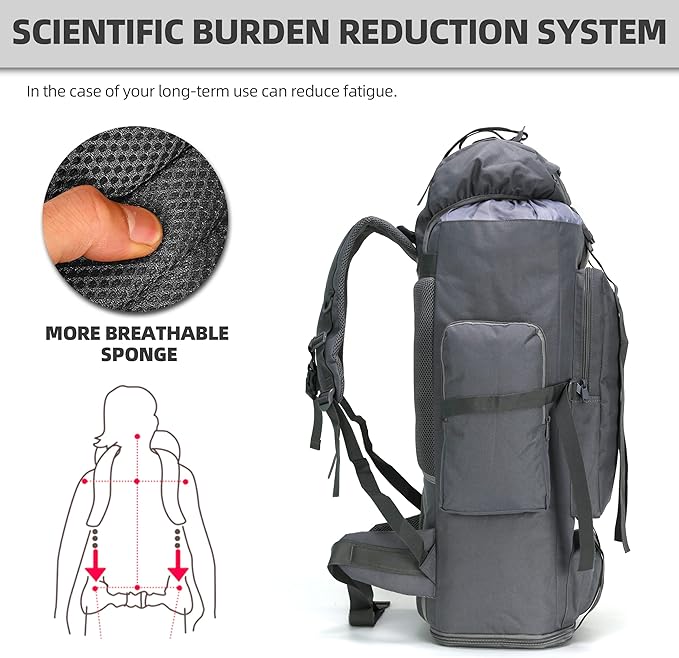 100L Tactical Military Backpack for Men - Waterproof Hiking & Hunting Pack with MOLLE System, Adjustable Suspension, Survival Gear Compartment - Outdoor Camping, Trekking Travel Backpack