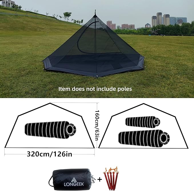 Longeek 2-4 Person Camping Tent 4 Seasons Backpacking Ultralight Easy Up Hot Teepee