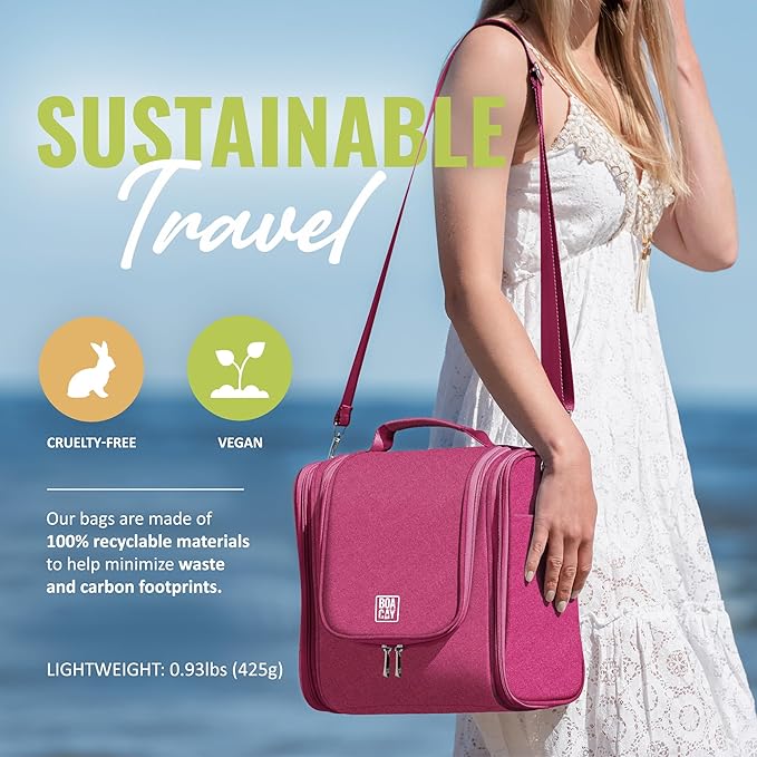 BOACAY Extra Large Hanging Travel Toiletry Bag for Women and Men, Makeup Bag, Bathroom & Shower Organizer Kit for Accessories, Cosmetics, Essentials