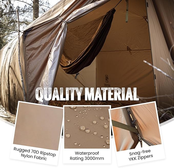OneTigris TEGIMEN Hammock Hot Tent with Stove Jack - Spacious, Versatile Wall Tent with Snow Skirt - 3000mm Waterproof