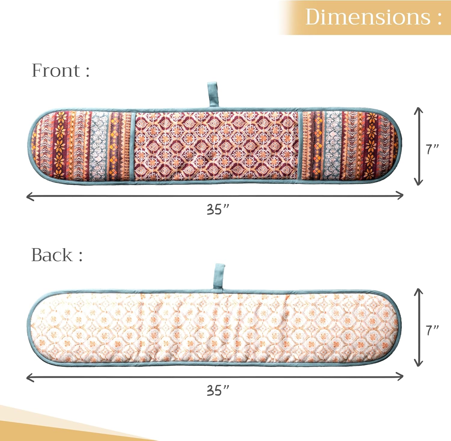 Maison d' Hermine Double Oven Mitt 100% Cotton Heat Resistant Cooking Gloves with Loop, Baking Barbeque, Handling Hot Pan, Fair Isle - Thanksgiving/Christmas (7 Inch x 35 Inch)