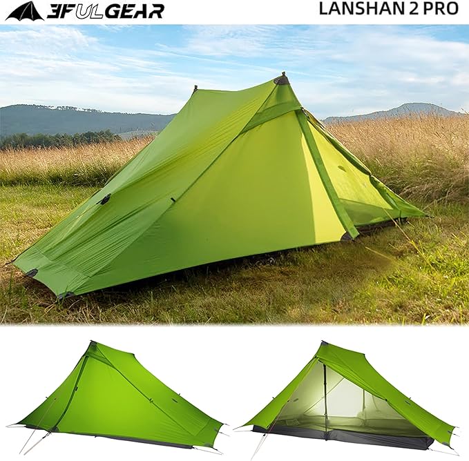3F UL Gear Lanshan PRO Lanshan Ultralight Tent 4 Season Backpacking Tent for 2 Person, Waterproof Professional Tents for Camping, Trekking, Kayaking, Climbing, Hiking