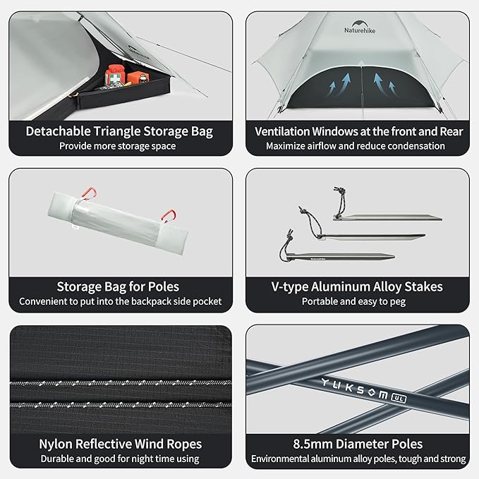 Naturehike Star River UL 2 Person Backpacking Tent, Double Layer Waterproof Two Person Tent, Lightweight Backpacking Cycling 2 Person Tent