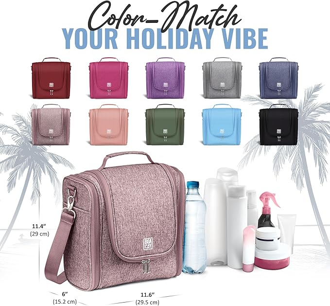 BOACAY Extra Large Hanging Travel Toiletry Bag for Women and Men, Makeup Bag, Bathroom & Shower Organizer Kit for Accessories, Cosmetics, Essentials