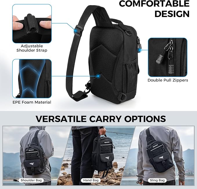 KastKing Everyday Essential Fishing Backpack & Tool Set, Fishing Sling Tackle Bag & 3500-Tackle Box Waterproof, Fishing Scale, 7" Fishing Pliers, Lip Gripper-Fishing Gear and Fishing Gift for Men