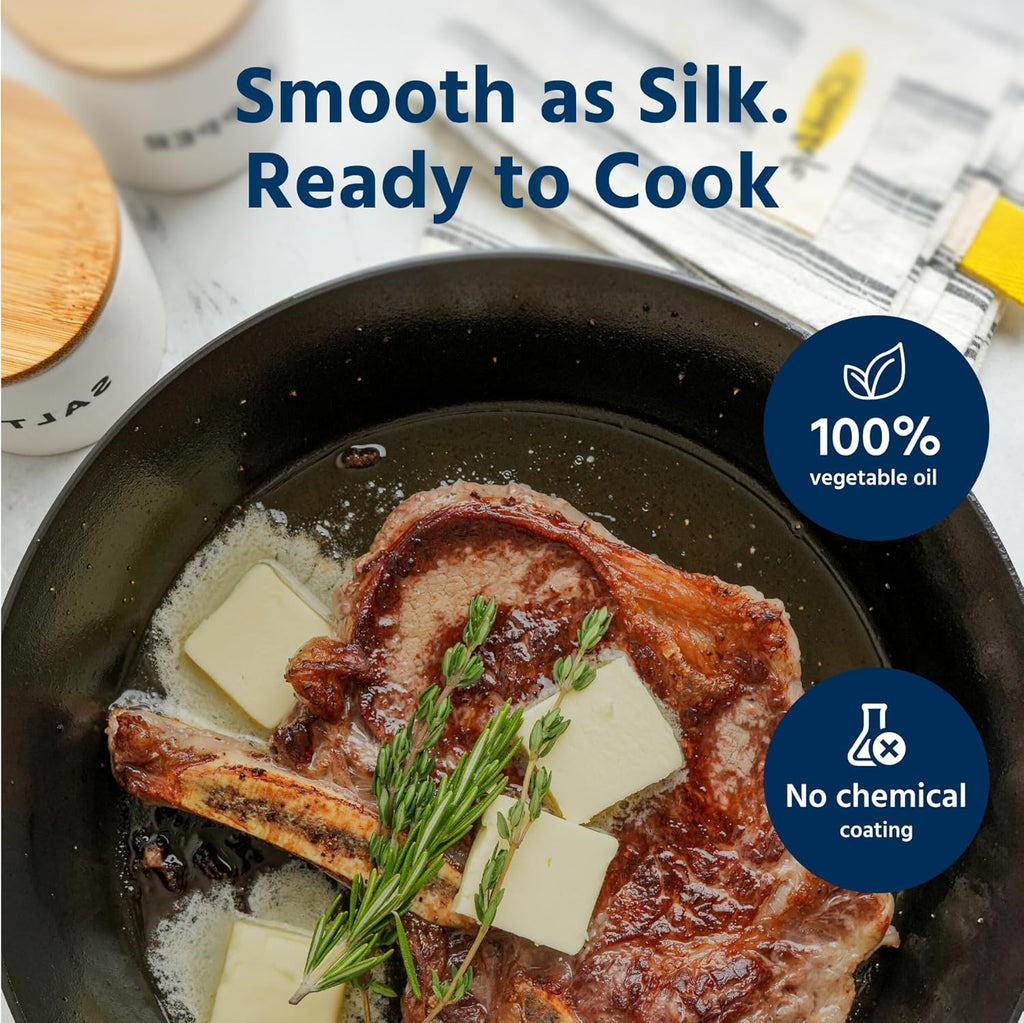 COOKLIFE 10 Inch Lightweight Pre-Seasoned Cast Iron Skillets with Handle Cover - Smooth Polished Surface, Easy to Clean Cast Iron Pan Use in the Oven, on the Stove or Grill, Over a Campfire