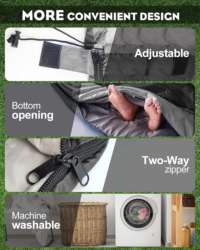 Rantizon Sleeping Bags for Adults Backpacking Lightweight Waterproof- Cold/Warm Weather Sleeping Bag for Mens Kids Boys Girls Camping Essentials Hiking Outdoor Travel Hunting with Compression Bags