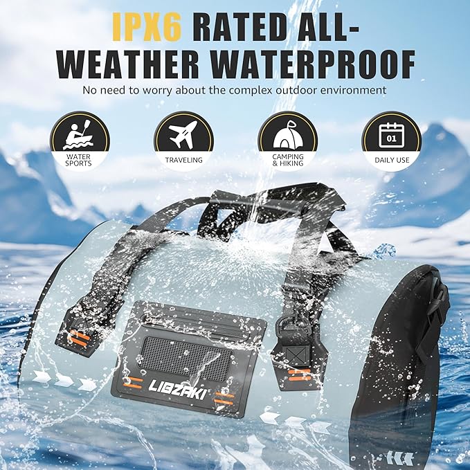 LIBZAKI Stormproof Rolltop Duffel Bag - Extra Large Waterproof Dry Bag for Kayaking, SUP & Outdoor Gear Storage, Reinforced PVC Base 70L Black/Gray