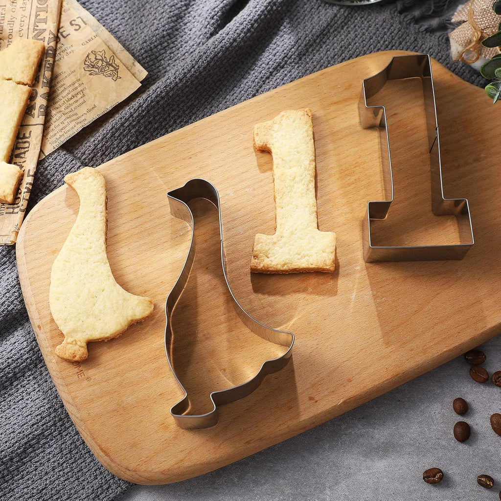 Honeydak 2 Pcs 5 Inch One Silly Goose Cookie Mold Goose Cookie Cutter Number 1 Cutter Metal Pancake Fondant Cake Mold First Birthday Baking Supplies