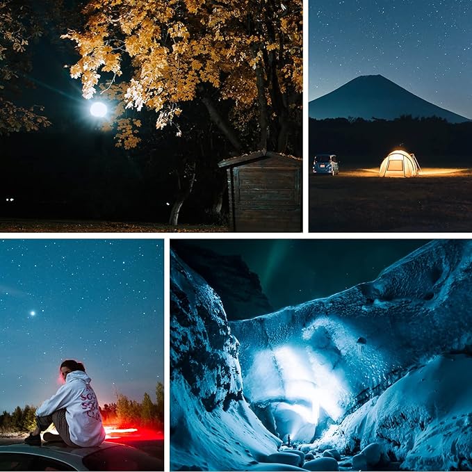 16500mAh 3000LM 4Color Flashlight Portable LED Camping Lantern Rechargeable Light 60W with Magnet, IP65 Waterproof Tent Light Power Failure Emergency Survival Kits (60W Pro)