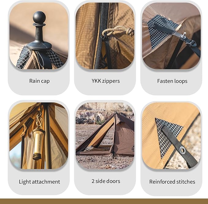 OneTigris Platoon Camping Tent, Waterproof Windproof Versatile Bushcraft Shelter for Outdoors Survival Travel Beach Truck Bikepacking