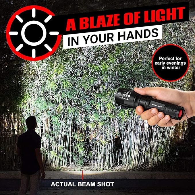GearLight LED Flashlights - Mini Camping Flashlights with High Lumens, 5 Modes, Zoomable Beam - Powerful, Bright, and Versatile Tactical Flash Light for Outdoor and Home Use