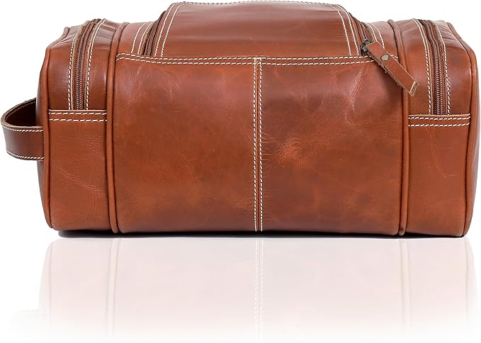 VC VINTAGE COUTURE Leather Toiletry Bag for Men Extra Large Leather Men's Toiletry Bag for Traveling Real Leather Dopp Kit for Men Leather Shaving Bag for Travel
