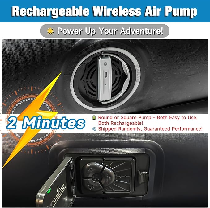 Truck Bed Mattress 5.5-5.8ft: Inflatable Full Size Truck Bed Air Mattress with Wireless Rechargeable Pump, Pickup Mattress with Carry Bag (Grey)