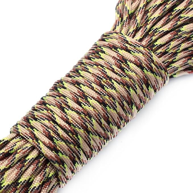 100ft Type III 7 Strand Core Paracord 550 Parachute (76# Paddy Camo)