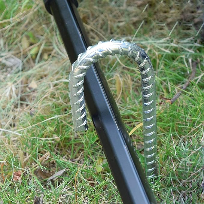 Rebar Stakes 12 inch, 5/16" Diameter Heavy Duty J Hook Stakes 12 Pack, Galvanized Anti-Rust Ground Anchor Long Tent Stakes for Dog Fence Trompoline Swing Set