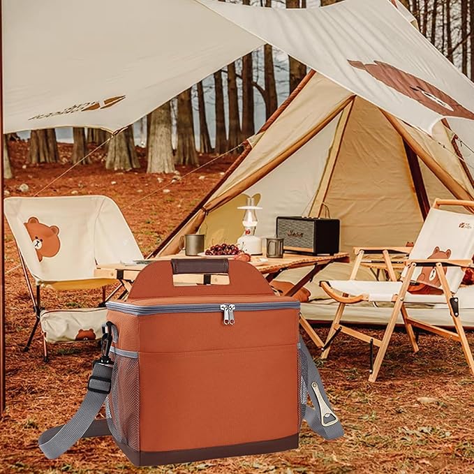 24-Can Insulated Lunch Bag for Women & Men - Large Soft Cooler Box with Leakproof Design, Lightweight Thermal Tote for Work, Travel, Picnic, Camping (Orange)