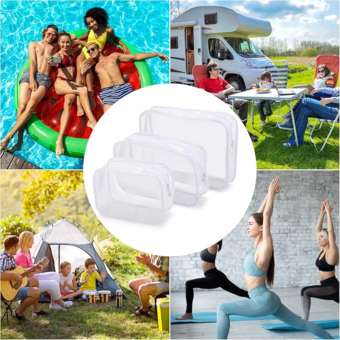 Tbestmax 10 Pack Clear Cosmetic Bags Makeup Bags Portable Waterproof TSA Approved Travel Toiletry Bags Organizer