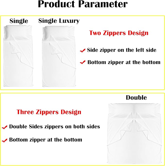 Brand - GANNAFEE Cotton Sleeping Bag Liner with Zipper - 100% Cotton Travel Sheet Sleep Sack Adult - Travel Sleeping Bag for Hotels Camping Hiking