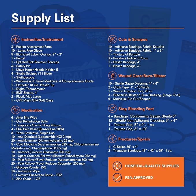 Adventure Medical Kits Pro Series Emergency Medical Kit - Guide I - First Aid Backcountry Medical Kit with C-Splint, CPR Mask, Stethoscope & More - Waterproof Medical Kit