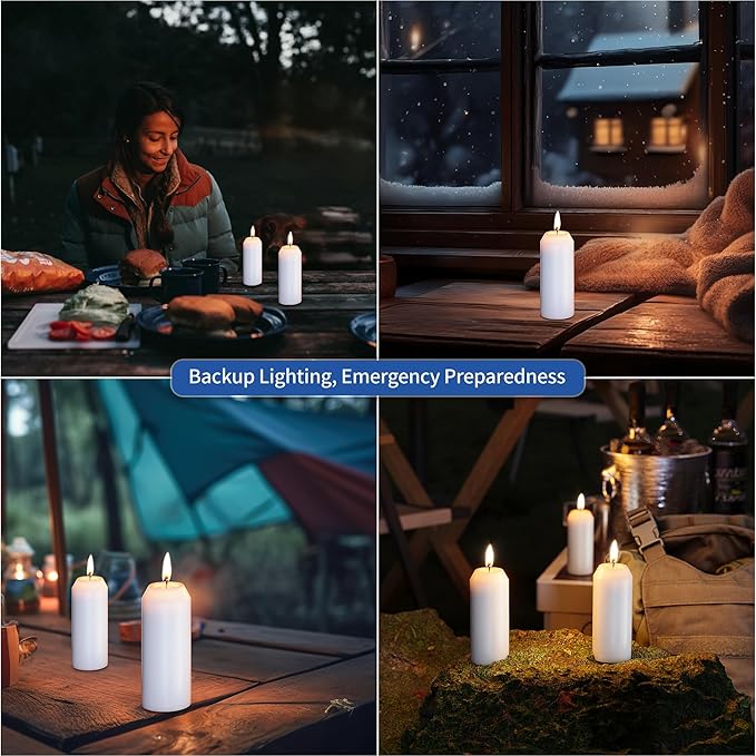 20Pack 15H+ Emergency Candles Long Burning Survival [18H+ Inside Candle Lanterns], 3“ Unscented White Pillar Candle, Survival Candles for Power Outage, Camping, Hurricane