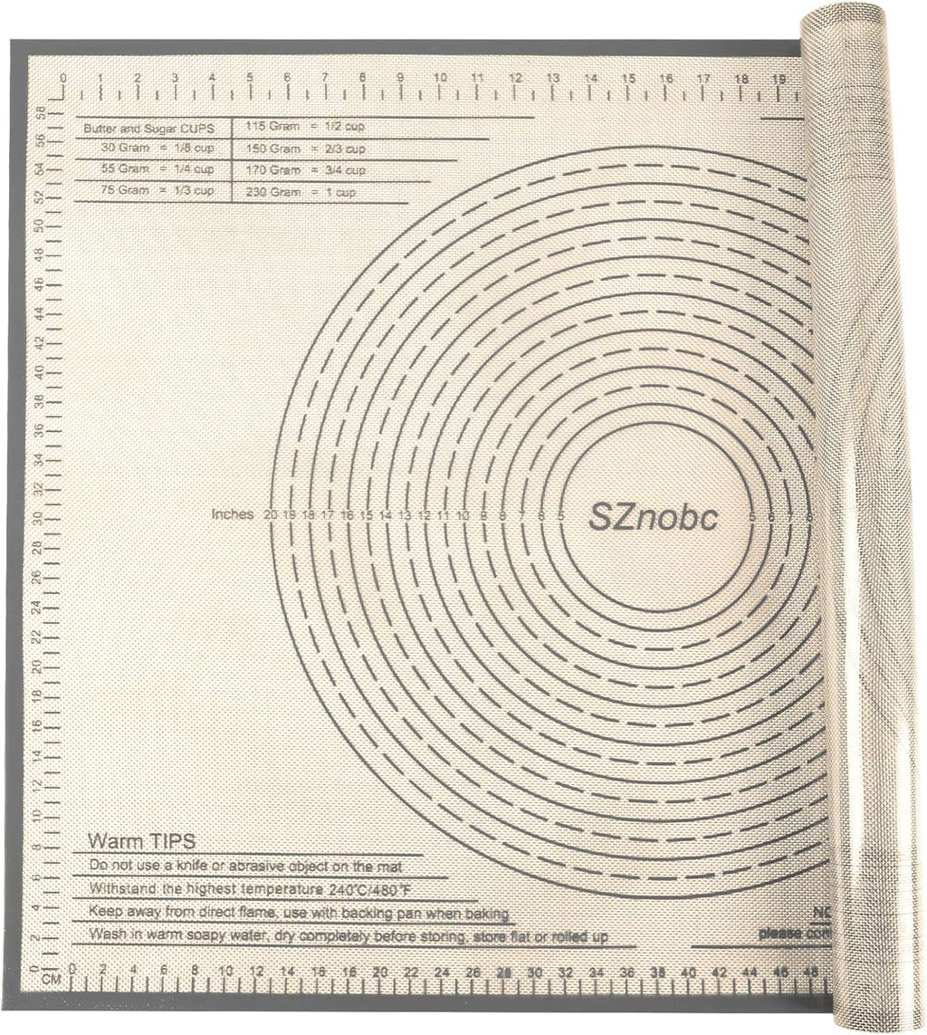 Silicone Pastry Mat 34'' By 26'' Extra Large Baking Mat with Measurements for Dough Rolling, Kneading Board, Kitchen Counter Mats for Dough, Pastry, Fondant, Pie Crust, Cookies, Bread, Pasta, Pizza